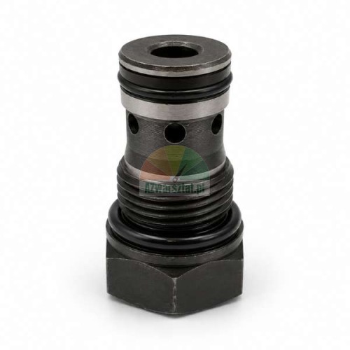 Hydraulisches Einschraub-Rückschlagventil mit 18mm Gewinde und O-Ring-Dichtungen auf weißem Hintergrund.