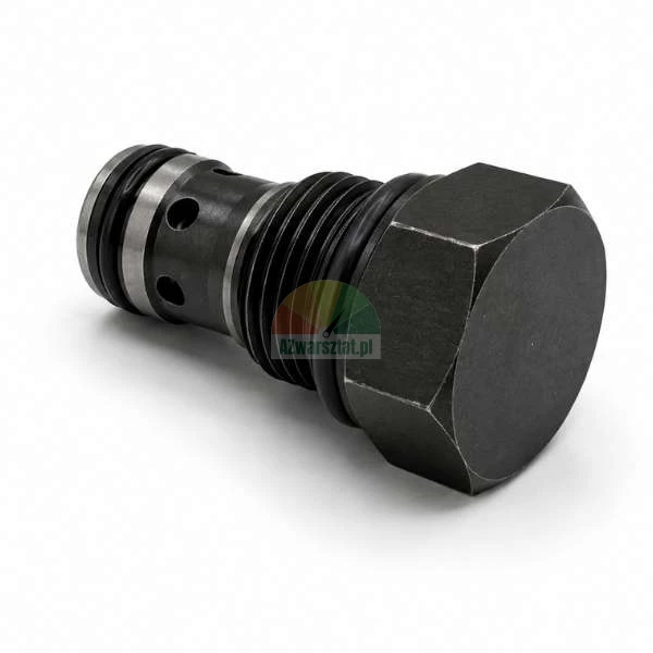 Hydraulischer Blindstopfen aus Metall mit Sechskantkopf, Gewinde und O-Ring-Dichtungen auf weißem Hintergrund.