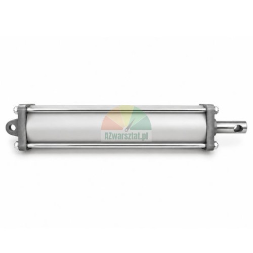 Kompletter Pneumatikzylinder für Reifenmontiermaschine mit den Maßen 390mm x 78mm x 78mm und Durchmesser 70mm, Seitenansicht auf weißem Hintergrund.