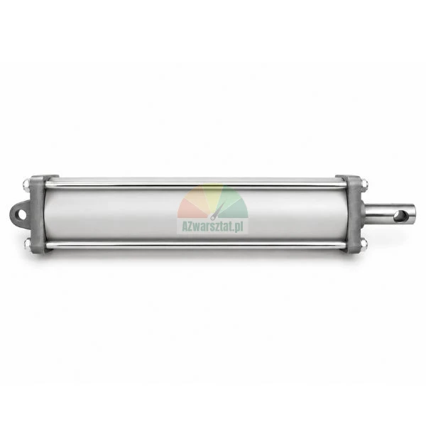 Kompletter Pneumatikzylinder für Reifenmontiermaschine mit den Maßen 390mm x 78mm x 78mm und Durchmesser 70mm, Seitenansicht auf weißem Hintergrund.