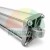 Nahaufnahme eines pneumatischen Aluminiumzylinders mit sichtbarer Befestigungslasche und Zugstangen auf weißem Hintergrund.