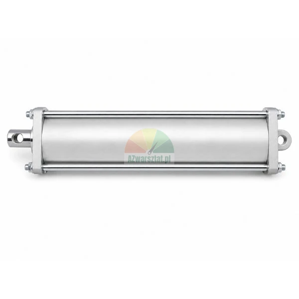 Kompletter Pneumatikzylinder für Reifenmontiermaschine mit den Maßen 325mm x 78mm x 78 mm, Durchmesser 70mm, Seitenansicht auf weißem Hintergrund