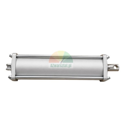 Kompletter Pneumatikzylinder für Reifenmontiermaschine, Maße 420mm x 88mm x 88 mm und Durchmesser 80 mm auf weißem Hintergrund