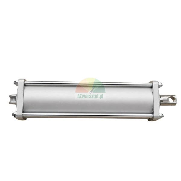 Kompletter Pneumatikzylinder für Reifenmontiermaschine, Maße 420mm x 88mm x 88 mm und Durchmesser 80 mm auf weißem Hintergrund