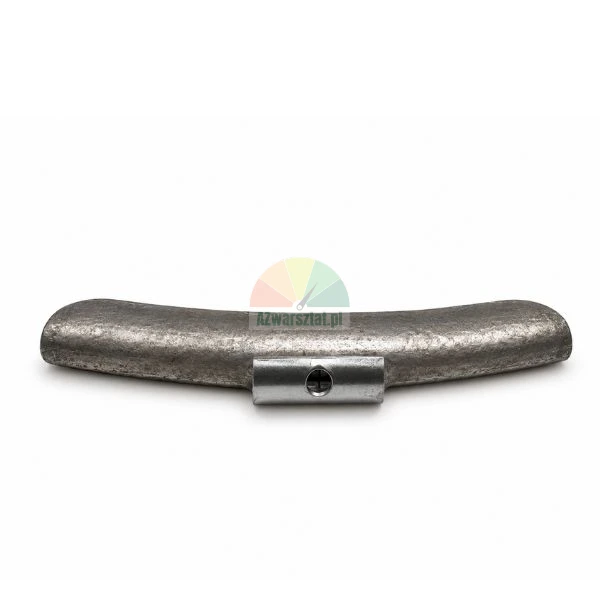 Auswuchtgewicht für Speichenräder aus Metall auf weißem Hintergrund.