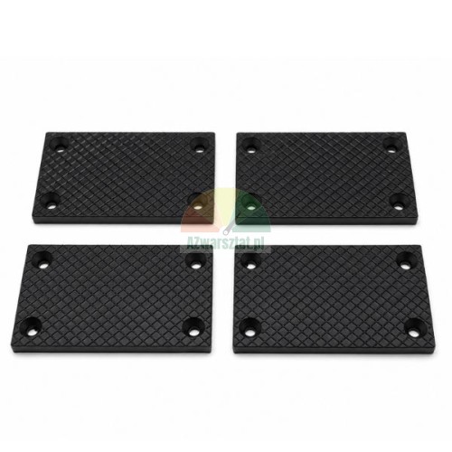 Set mit 4 schwarzen Gummipads 127mm x 76mm mit Befestigungslöchern und rutschfester Oberfläche.