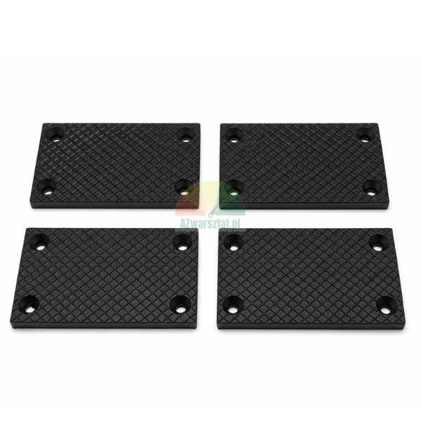 Set mit 4 schwarzen Gummipads 127mm x 76mm mit Befestigungslöchern und rutschfester Oberfläche.
