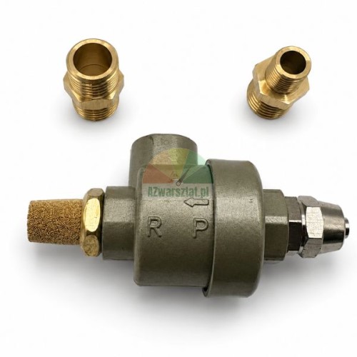 Robustes Schnellentlüftungsventil, Schlagventil Typ I mit Sinter-Schalldämpfer und Messingfittings.