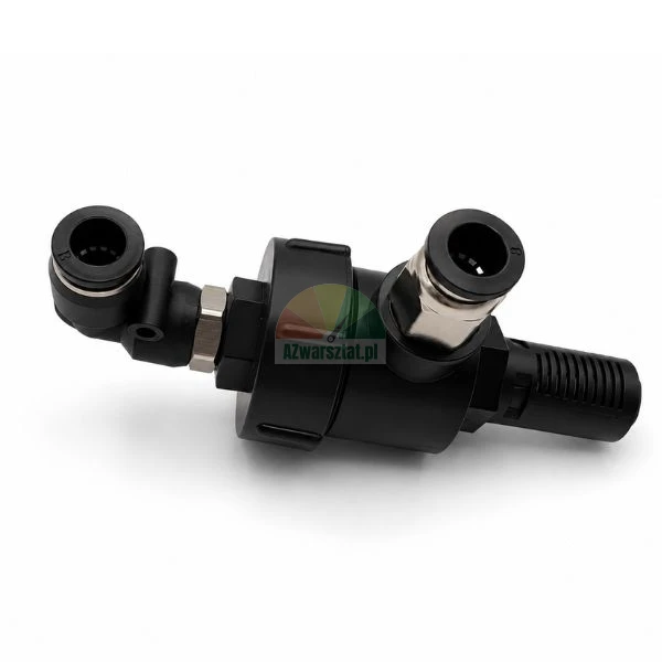 Schwarzes Schnellentlüftungsventil Typ E 8mm/8mm mit Steckverschraubungen.