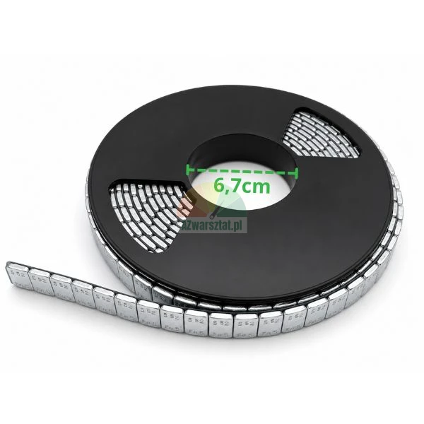 Klebegewichte für Alufelgen auf Rolle 500x5g (2,5kg) mit 6,7 cm Lochdurchmesser