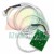 Weißes Verbindungskabel mit Stecker und kleiner grüner PCB-Platine auf weißem Hintergrund.