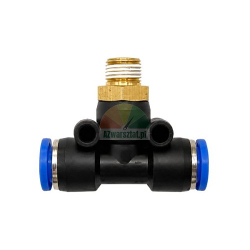 Pneumatische T-Steckverschraubung mit 9,7mm Gewinde und 2x8mm Steckanschluss