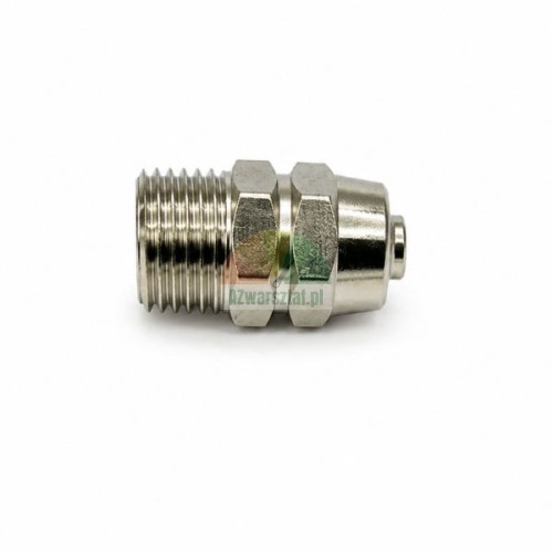 Metall-Schlauchverbinder 8mm mit 12,7mm Gewinde auf weißem Hintergrund.