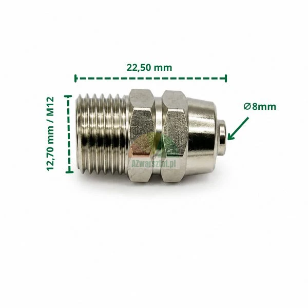 Schlauchverbinder 8 mm mit 12,7 mm M12 Gewinde