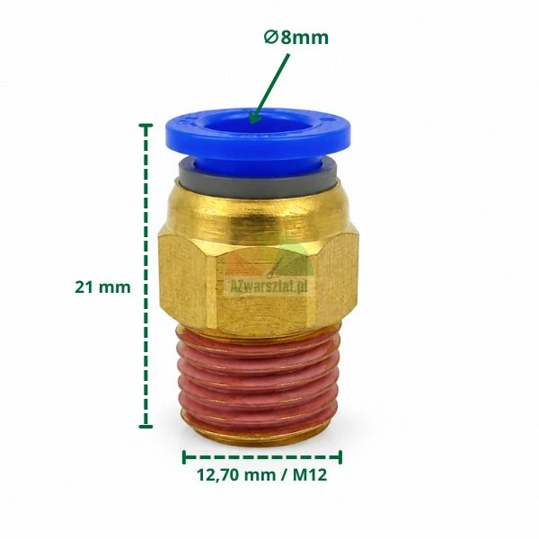 Pneumatik-Steckverschraubung Schlauch 8 mm Gewinde 12,7 mm M12