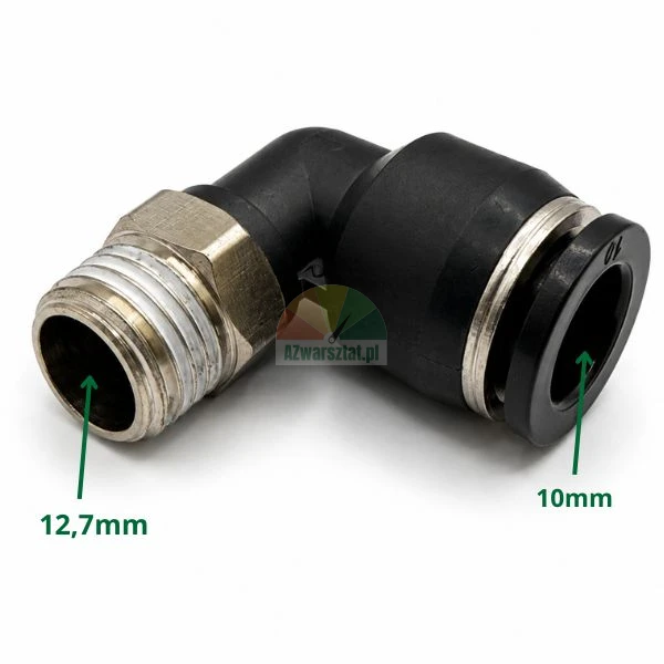 L-Winkelsteckverschraubung mit 12,7 mm Gewinde und 10 mm Steckanschluss