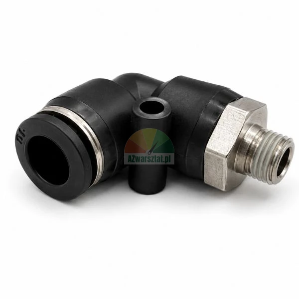 Pneumatischer L-Winkelsteckanschluss mit 9,7 mm Außengewinde und 10 mm Schlauchanschluss