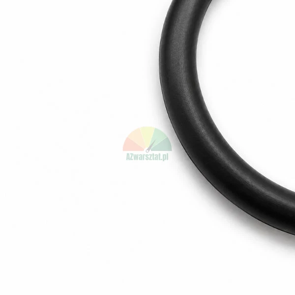 Nahaufnahme eines schwarzen Gummi-O-Rings auf weißem Hintergrund