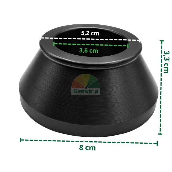 Schwarzer Zentrierkonus für Radwuchtmaschine 36 mm mit Maßen