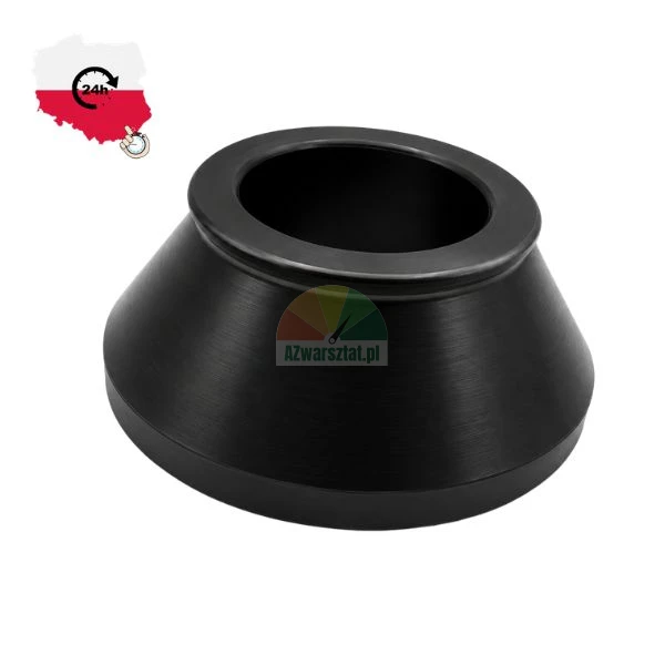 Schwarzer konischer Montagering-Adapter, Schrägansicht von oben auf weißem Hintergrund
