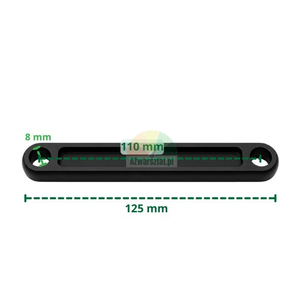 Schwarzes Verbindungsstück für Pedalmechanismus-Arm mit Maßen