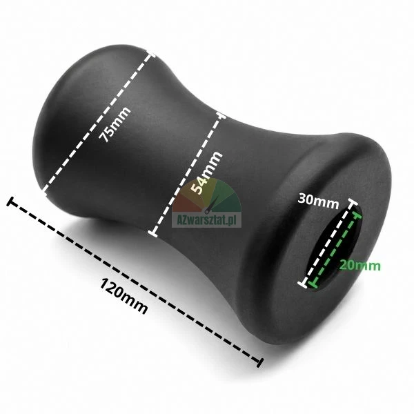 Schwarze Andruckrolle TYP B 20 mm mit Maßangaben