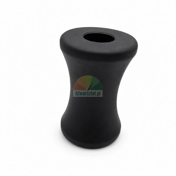 Schwarzer ergonomischer Gummigriff mit Öffnung in der Mitte auf weißem Hintergrund.