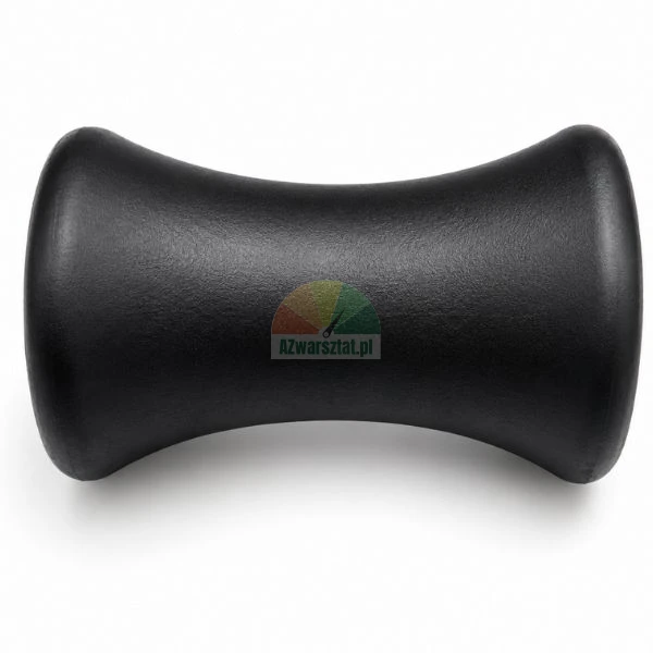 Schwarze ergonomisch geformte Nackenstütze und Massagerolle auf weißem Hintergrund.