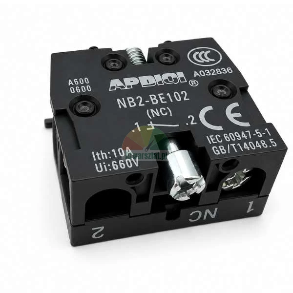 Schwarzer APDIQI NB2-BE102 NC Hilfskontaktblock für Befehlsgeräte und Drucktaster