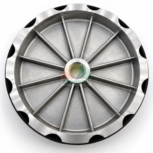 Abdrückzylinder-Kolben für Reifenmontiermaschine 186mm mit 16mm gewindefreier Bohrung, Innenansicht mit Verstärkungsrippen