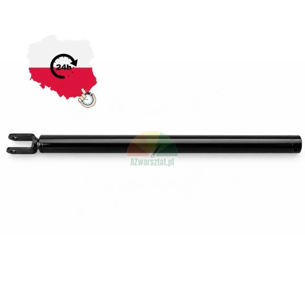 Schwarze metallene Rohrstrebe mit Gabelbefestigung auf weissem Hintergrund