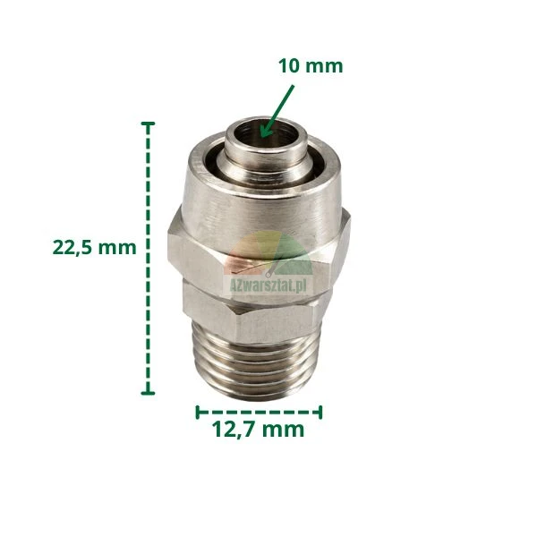 Metall-Steckverschraubung für 10 mm Schlauch mit 12,7 mm Gewinde